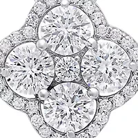 Lab Created Sterling Silver Moissanite Diamond Clover Flower Necklace 2 CTTW