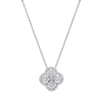 Lab Created Sterling Silver Moissanite Diamond Clover Flower Necklace 2 CTTW