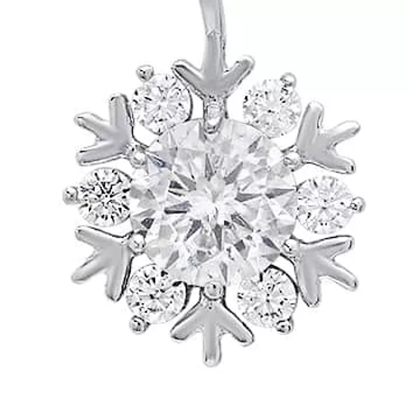 Lab Created Sterling Silver Moissanite Diamond Snowflake Pendant Necklace (.5 CTTW)