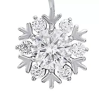 Lab Created Sterling Silver Moissanite Diamond Snowflake Pendant Necklace (.5 CTTW)