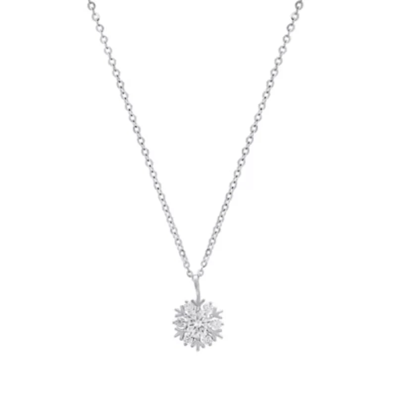 Lab Created Sterling Silver Moissanite Diamond Snowflake Pendant Necklace (.5 CTTW)
