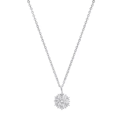 Lab Created Sterling Silver Moissanite Diamond Snowflake Pendant Necklace (.5 CTTW)