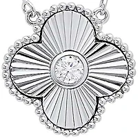 Lab Created Sterling Silver Moissanite Diamond Clover Medallion Pendant Necklace 0.3 CTTW