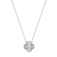 Lab Created Sterling Silver Moissanite Diamond Clover Medallion Pendant Necklace 0.3 CTTW