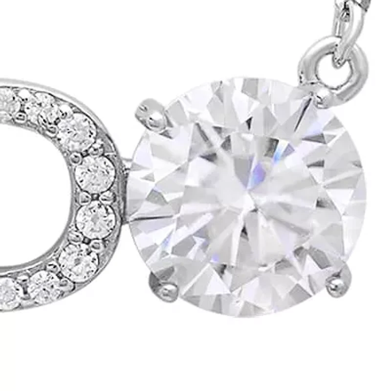 Lab Created Sterling Silver Moissanite Diamond I Do Wedding Pendant Necklace 1 CTTW