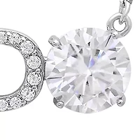 Lab Created Sterling Silver Moissanite Diamond I Do Wedding Pendant Necklace 1 CTTW
