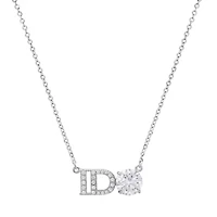 Lab Created Sterling Silver Moissanite Diamond I Do Wedding Pendant Necklace 1 CTTW