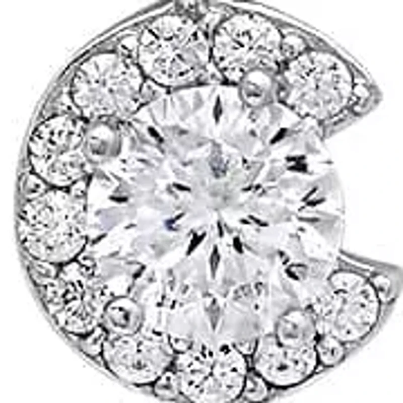Lab Created Sterling Silver Moissanite Diamond Luck Letter Pendant Necklace 0.5 CTTW