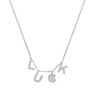 Lab Created Sterling Silver Moissanite Diamond Luck Letter Pendant Necklace 0.5 CTTW