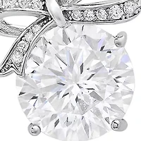 Lab Created Sterling Silver Moissanite Diamond Bow Pendant Necklace 5 CTTW
