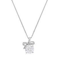Lab Created Sterling Silver Moissanite Diamond Bow Pendant Necklace 5 CTTW
