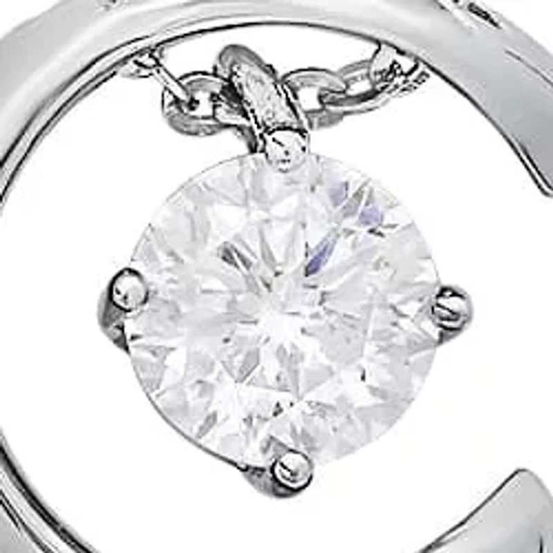 Lab Created Sterling Silver Moon & Star Inspired Moissanite Necklace 0.5 CTTW