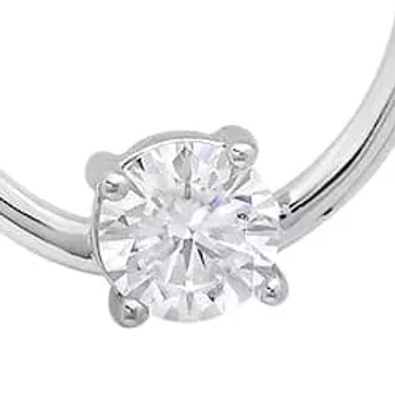 Lab Created Sterling Silver Open Circle Moissanite Diamond Necklace 0.3 CTTW