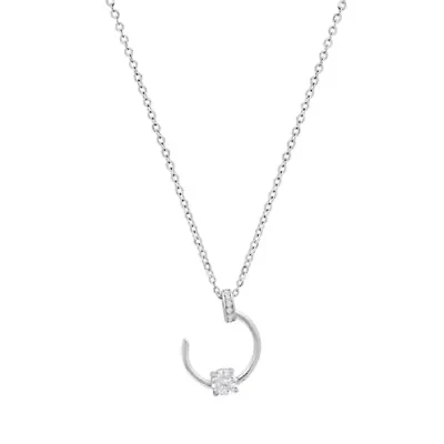 Lab Created Sterling Silver Open Circle Moissanite Diamond Necklace 0.3 CTTW