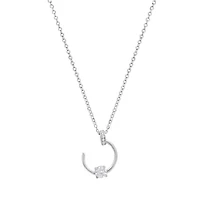 Lab Created Sterling Silver Open Circle Moissanite Diamond Necklace 0.3 CTTW