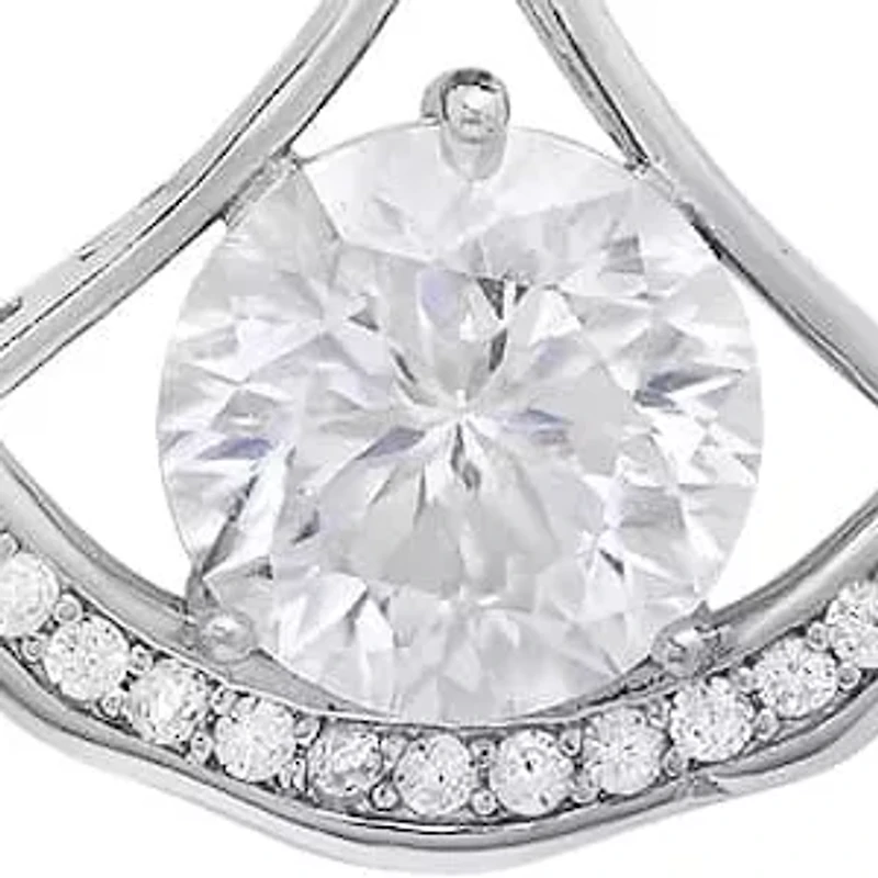 Lab Created Sterling Silver 1 CTTW Moissanite Diamond Arc Pendant Necklace