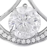 Lab Created Sterling Silver 1 CTTW Moissanite Diamond Arc Pendant Necklace