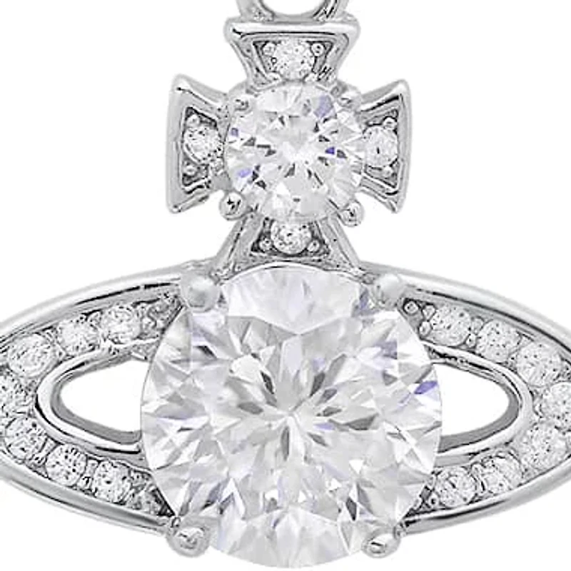 Lab Created Sterling Silver 1 CTTW Moissanite Diamond Saturn Pendant Necklace