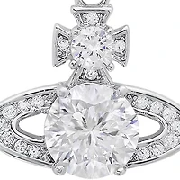 Lab Created Sterling Silver 1 CTTW Moissanite Diamond Saturn Pendant Necklace