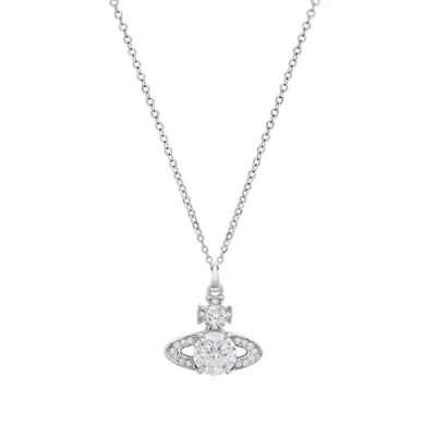 Lab Created Sterling Silver 1 CTTW Moissanite Diamond Saturn Pendant Necklace