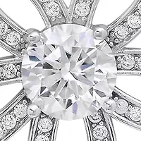 Lab Created Sterling Silver Moissanite Diamond Flower Necklace 1 CTTW