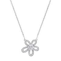 Lab Created Sterling Silver Moissanite Diamond Flower Necklace 1 CTTW