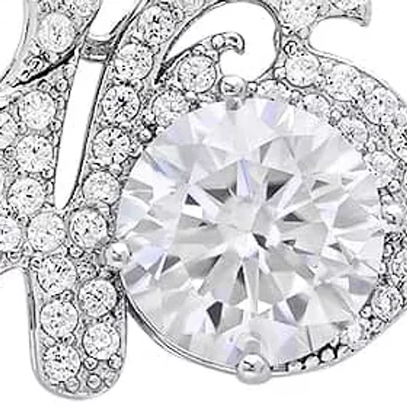 Lab Created Sterling Silver Moissanite Diamond 16 Pendant Necklace 1 CTTW