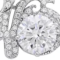 Lab Created Sterling Silver Moissanite Diamond 16 Pendant Necklace 1 CTTW
