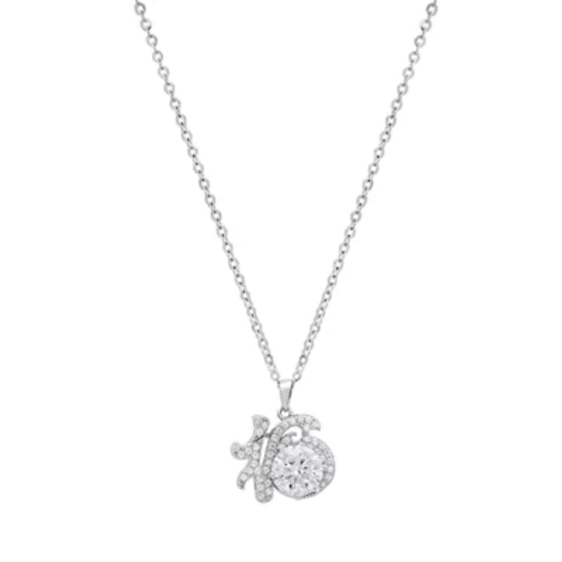 Lab Created Sterling Silver Moissanite Diamond 16 Pendant Necklace 1 CTTW