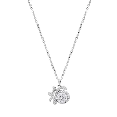 Lab Created Sterling Silver Moissanite Diamond 16 Pendant Necklace 1 CTTW