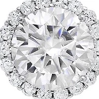 Lab Created Sterling Silver Moissanite Diamond Round Halo Pendant Necklace (2 CTTW)
