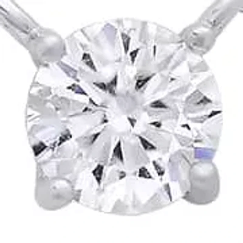 Lab Created Sterling Silver Solitaire Moissanite Diamond Pendant Necklace .2 CTTW