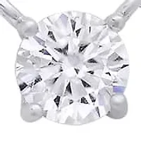 Lab Created Sterling Silver Solitaire Moissanite Diamond Pendant Necklace .2 CTTW