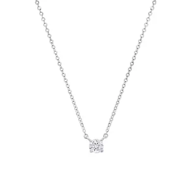 Lab Created Sterling Silver Solitaire Moissanite Diamond Pendant Necklace .2 CTTW