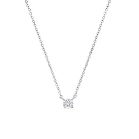 Lab Created Sterling Silver Solitaire Moissanite Diamond Pendant Necklace .2 CTTW