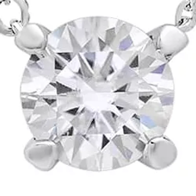 Lab Created Sterling Silver Moissanite Diamond Pendant Necklace .5 CTTW