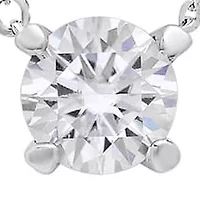 Lab Created Sterling Silver Moissanite Diamond Pendant Necklace .5 CTTW