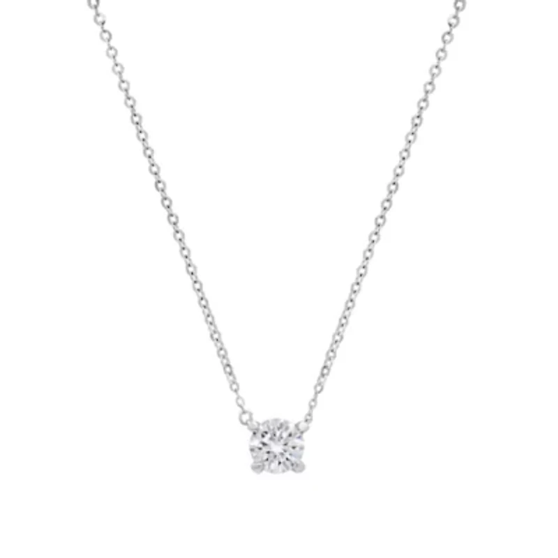Lab Created Sterling Silver Moissanite Diamond Pendant Necklace .5 CTTW