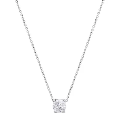 Lab Created Sterling Silver Moissanite Diamond Pendant Necklace 1 CTTW (Martini Setting)