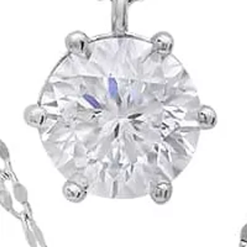 Lab Created Sterling Silver 6 Prong Moissanite Diamond Layered Necklace 1 CTTW