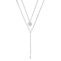 Lab Created Sterling Silver 6 Prong Moissanite Diamond Layered Necklace 1 CTTW