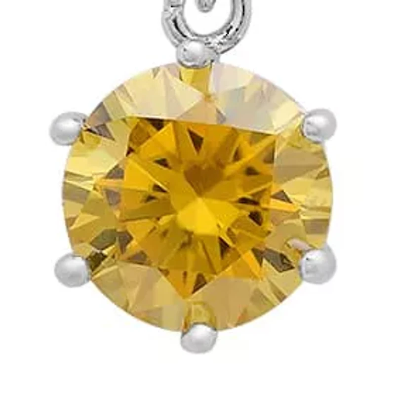 Lab Created Sterling Silver Yellow Moissanite Diamond Pendant Necklace 1 CTTW