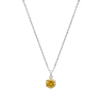 Lab Created Sterling Silver Yellow Moissanite Diamond Pendant Necklace 1 CTTW