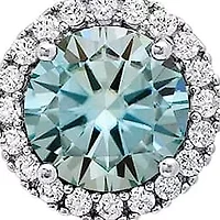 Lab Created Sterling Silver Turquoise Moissanite Diamond Halo Pendant Necklace 1 CTTW