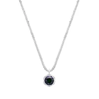 Lab Created Sterling Silver Rainbow Moissanite Diamond Halo Pendant Necklace 1 CTTW