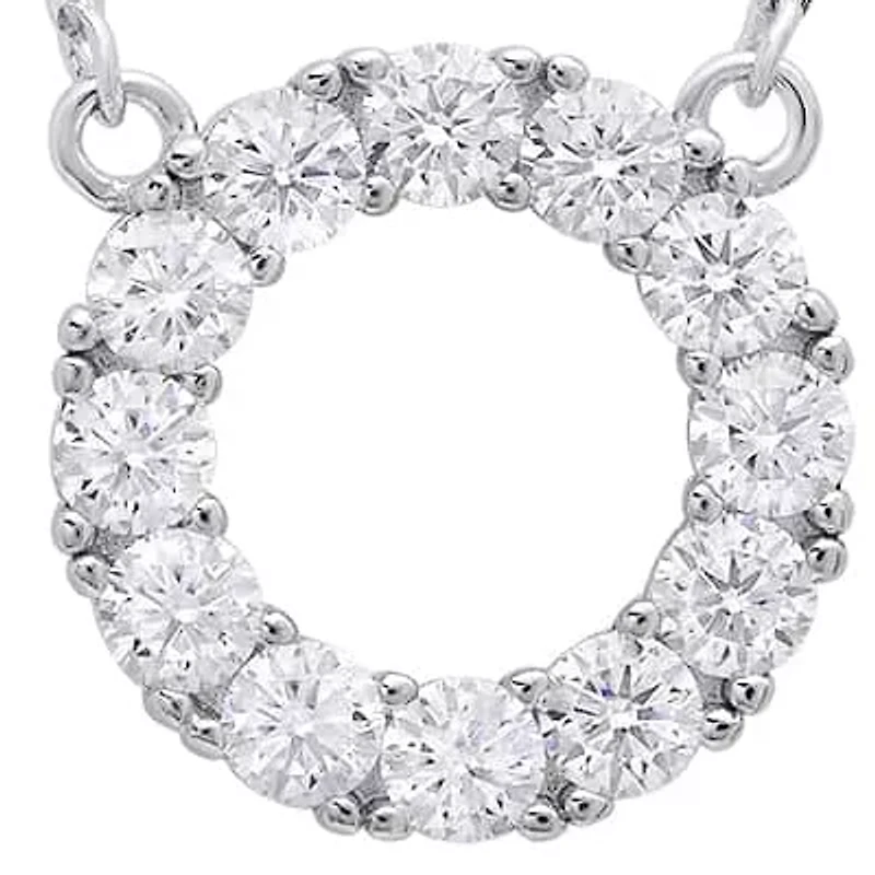 Lab Created Sterling Silver Moissanite Diamond Eternity Circle Necklace (.063 CTTW)