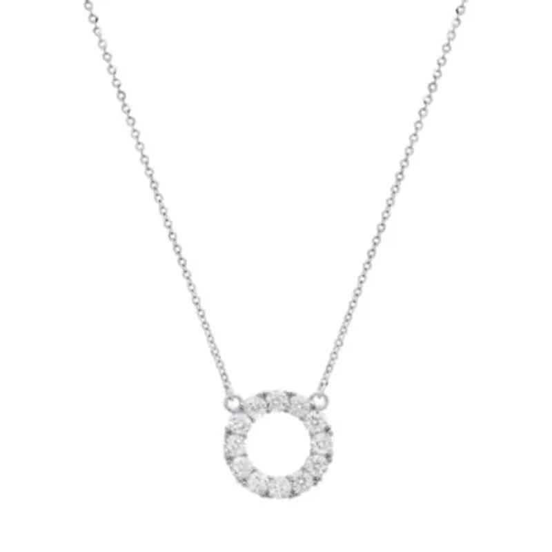 Lab Created Sterling Silver Moissanite Diamond Eternity Circle Necklace (.063 CTTW)