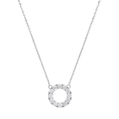 Lab Created Sterling Silver Moissanite Diamond Eternity Circle Necklace (.063 CTTW)