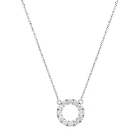 Lab Created Sterling Silver Moissanite Diamond Eternity Circle Necklace (.063 CTTW)