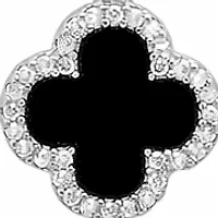Lab Created Sterling Silver Black Clover Pendant with Moissanite Halo Necklace